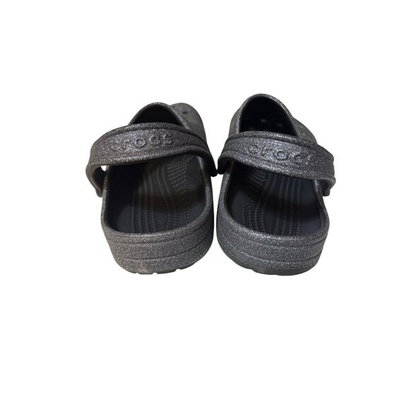 Crocs Classic Clog Black Glitter Silver Womens Size 10 Lightweight & Comfortable - Picture 5 of 8